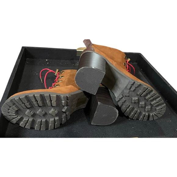 Qupid Faux Suede and Leather Combat Boots Size 8 - Picture 5 of 5